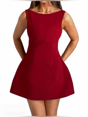 Sleeveless A-Line Red Dress